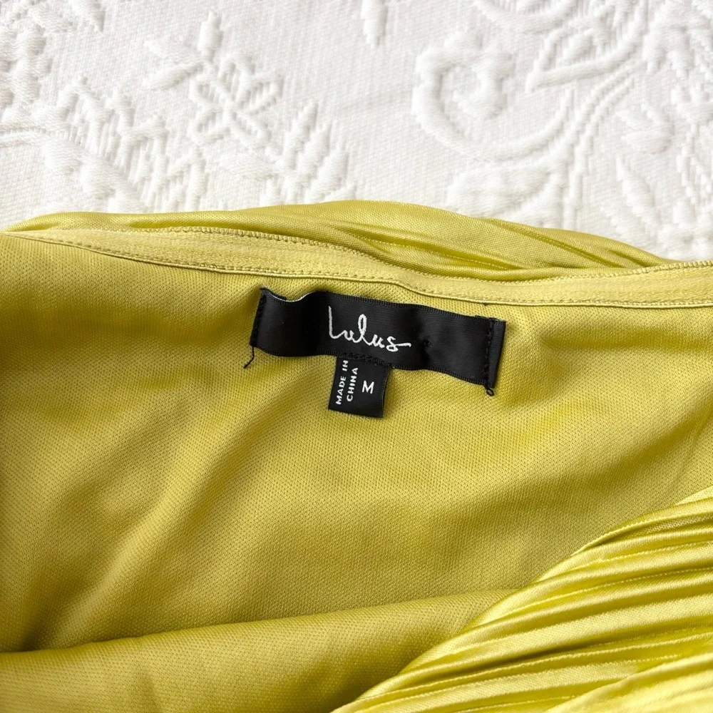 Lulu's Lime Green One-Shoulder Maxi Dress - Picture 4 of 7